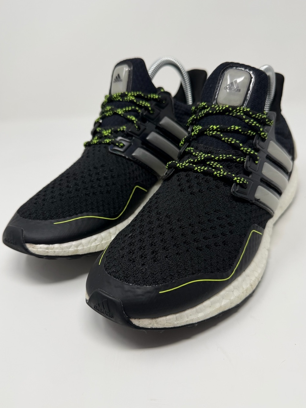 Adidas Ultraboost Men’s Black Running Shoes with Neon Green Accents Sz. 7.5
